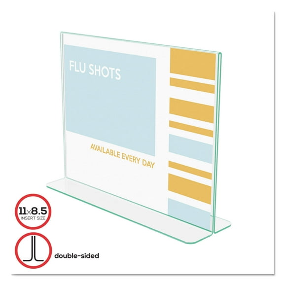 Deflecto Superior Image Premium Green Edge Sign Holders, 11 x 8.5 Insert, Clear/Green