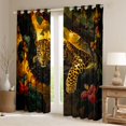 thumbnail image 2 of Feelyou Cheetah Leopard Black Out Curtains, Flower Leaves Curtains Pack of 2 (42x63 Each), 2 of 6