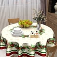 thumbnail image 6 of Christmas Holly Tablecloth Round 60 Inch Winter Red Birds Watercolor Leaves Decorative Table Cloth Christmas Holiday Round Table Cover Seasonal for Home Kitchen Dining Party Indoor Outdoor Decor, 6 of 6