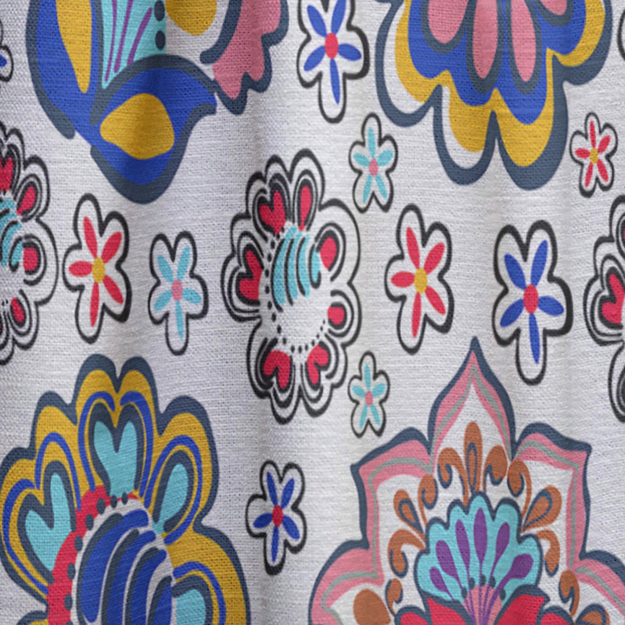 Designart 'Flowers Retro III' Mid-Century Modern Curtain Panel