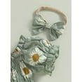 thumbnail image 5 of Coduop Baby Girls Bodysuit Jumpsuit Set Daisy Print Short Sleeve Ruched Rompers,with Headband, 5 of 8