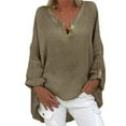 thumbnail image 4 of under 10.00 LYXSSBYX Womens Tops Plus Size Tunic Plus Size Women Casual Long Sleeve Solid Color Loose V-Neck Shirt Blouse Top, 4 of 4