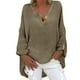 thumbnail image 4 of ICHUANYI Clearance Plus Size Women Casual Long Sleeve Color Loose V-neck Shirt Blouse(brown, L) ICHUANYI WER2023080709110, 4 of 4
