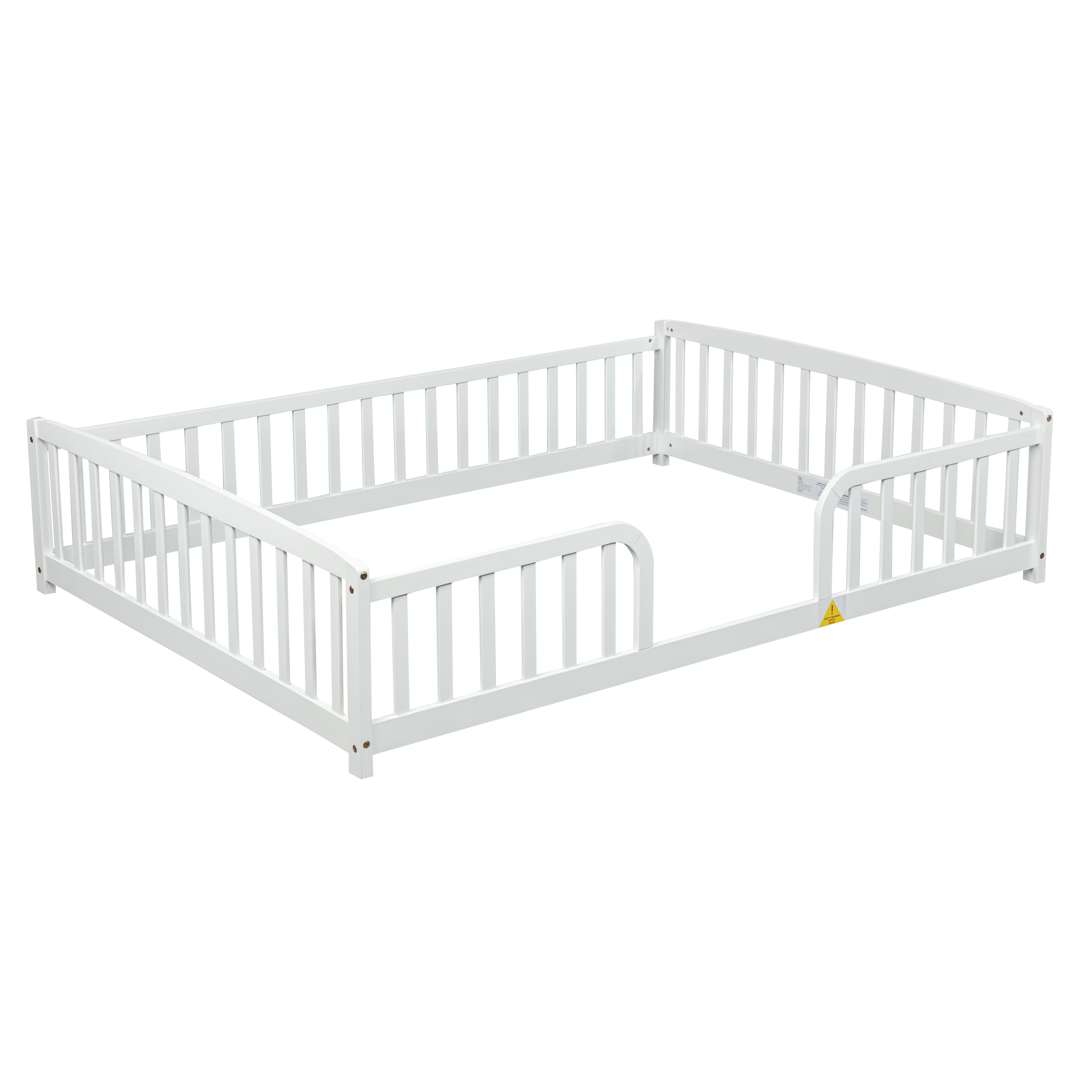 Mintazer Full Size Toddler Floor Bed with Guardrails & Central Entrance, White