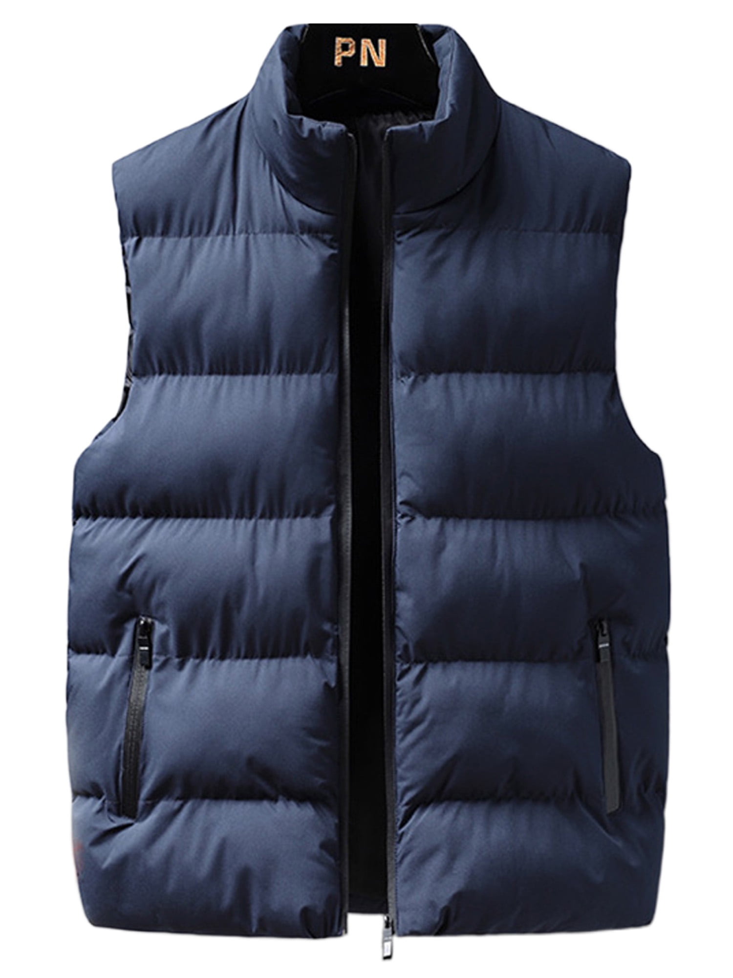 Capreze Stand Collar Outwear Solid Color Jacket Vest Men With Pockets