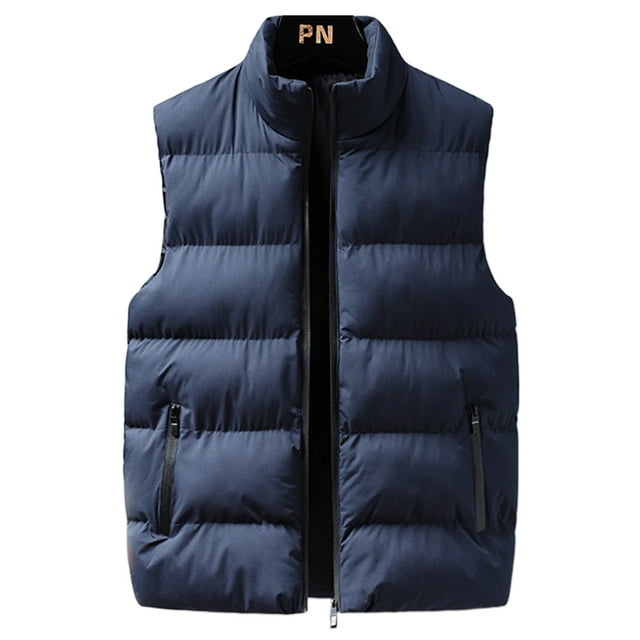 LUXUR Manteau Homme à Fermeture Éclair Complète Mode Automne Bleu Foncé 2TG