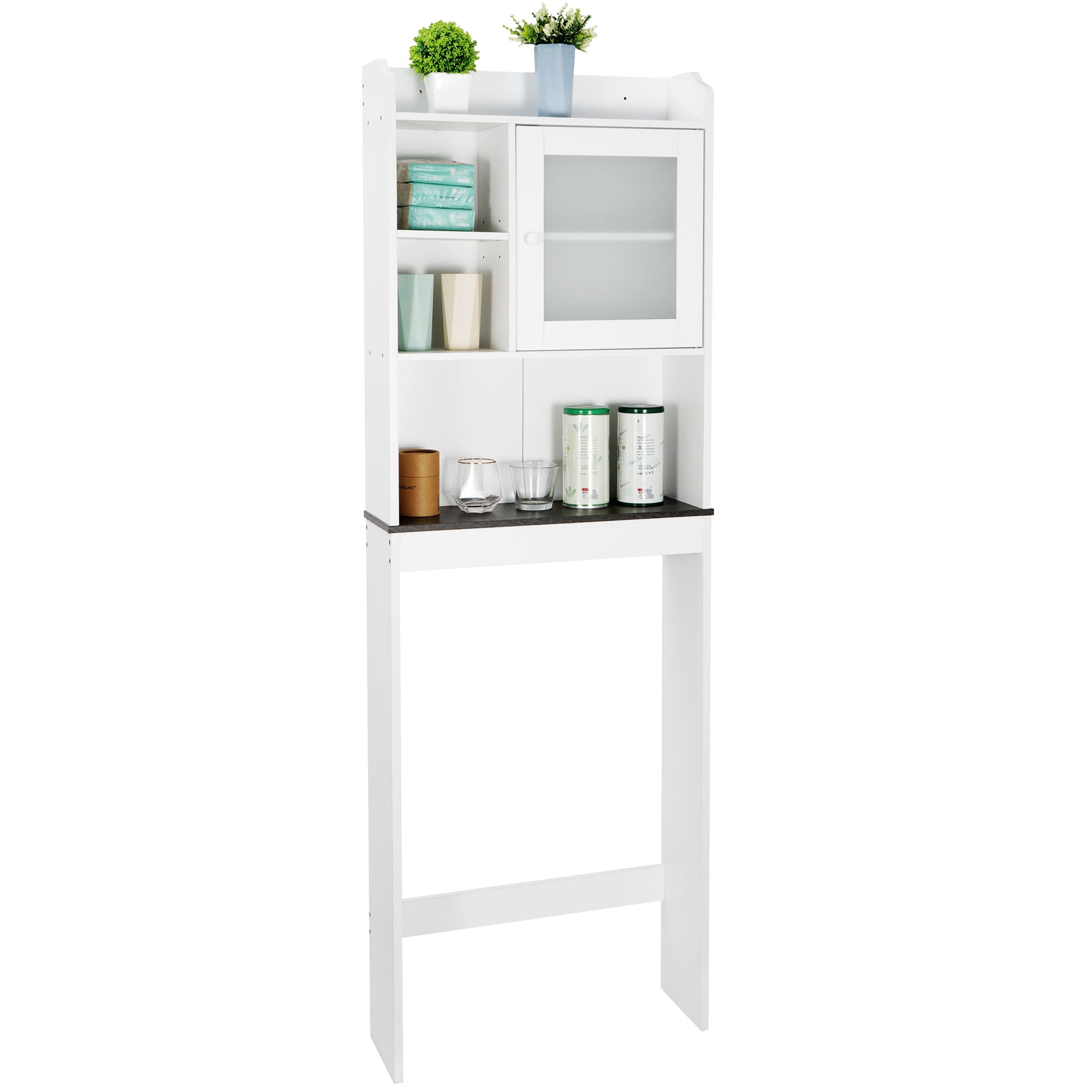 ZENY Over-The-Toilet 68.3"H Bathroom Storage Cabinet Wood Frame 3 Tiers, White