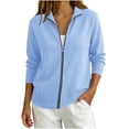 thumbnail image 2 of TGSLY Women's Full Zip Knit Sweater Lightweight Long Sleeve Solid Color Cardigan Coat Relaxed Casual Fall Winter Jacket with Pockets XXL, 2 of 9