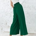 thumbnail image 4 of Wide Leg Pants for Women Ruffle Elastic Waist Solid Palazzo Pants Casual Baggy Flowy Summer Beach Lounge Trousers, 4 of 7