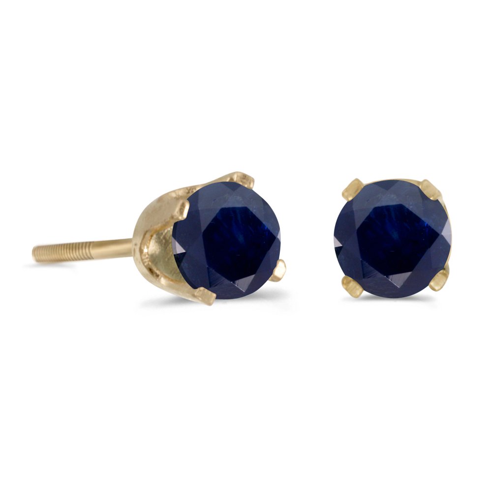 DirectJewelry 14k Yellow Gold Round Sapphire Screwback Stud