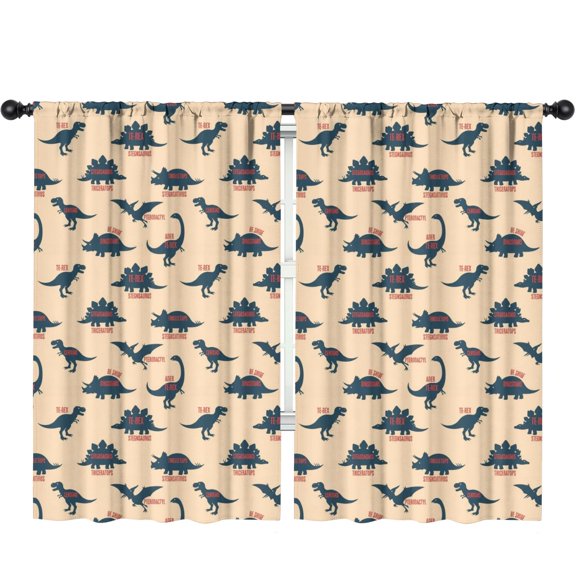 Blackout Kids Curtains,Dinosaur and Text Beige Pattern Children's Insulated Curtains Set Of 2,Bedroom Essentials,Toddler Room Decor 52"x84"