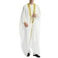 thumbnail image 2 of hopeusnice Men's Muslim Jubba Thobe Long Sleeve White Embroired Robe Islam Kaftan Dubai Arabic Saudi Arabian Dishdasha White M, 2 of 9