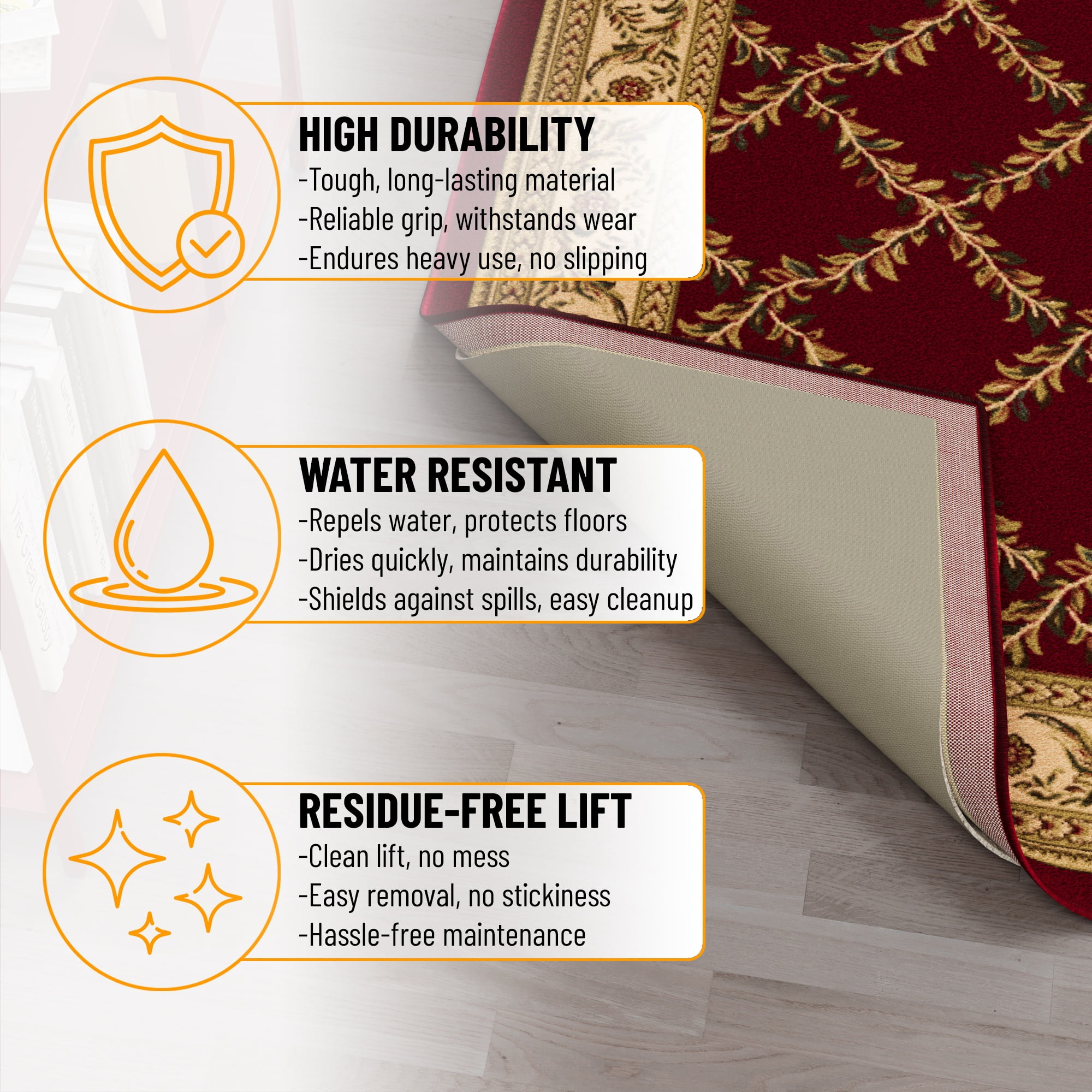 Ottomanson Non-Slip Rug Pad Grip 3x8 Felt 1/8 Thick for Any Flooring Surface, 2'7" x 8', Beige
