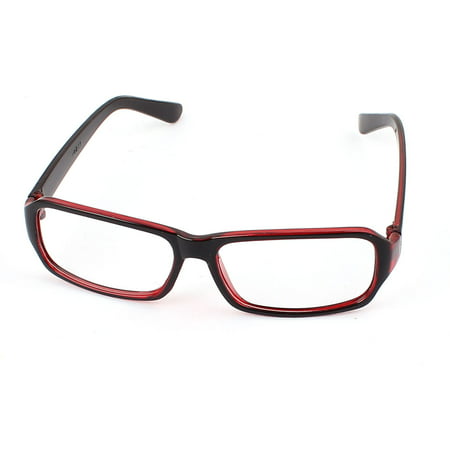 Unique Bargains Dark Red Plastic Rectangular Frame Plain Glasses Spectacles