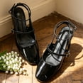 thumbnail image 5 of LuckLilac Women's Square Toe Slingbacks Mary Jane Pumps Patent Leather Chunky Low Heel Buckle Strap Heels sandals Wedding Party Dress Shoes, 5 of 7
