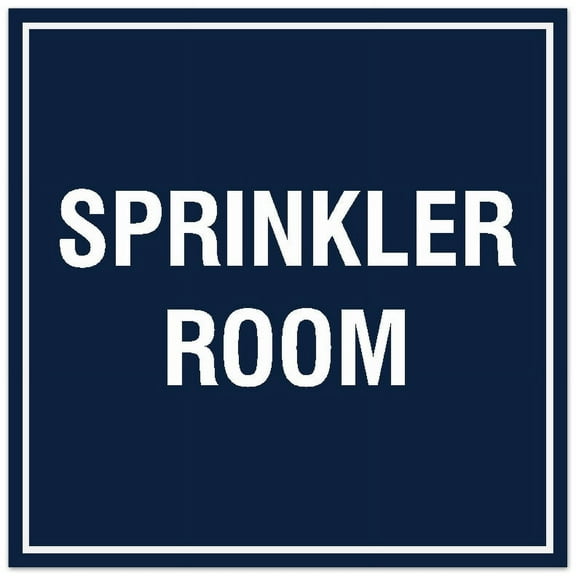 Signs ByLITA Square Sprinkler Room Sign - Easy Installation | Durable Material (Navy Blue / White) - Large