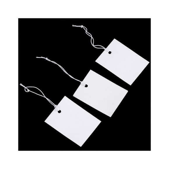 90 Pieces Marking Tag Hang Tags Display Label with Elastic String Attached Blank Common Suitable for Clothing Displaying Usage TLX-022