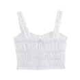 thumbnail image 4 of HH TRAF Camisola de popelina decorada con lazo liso y hueco para mujer, top corto plisado sin mangas para mujer, 4 of 5