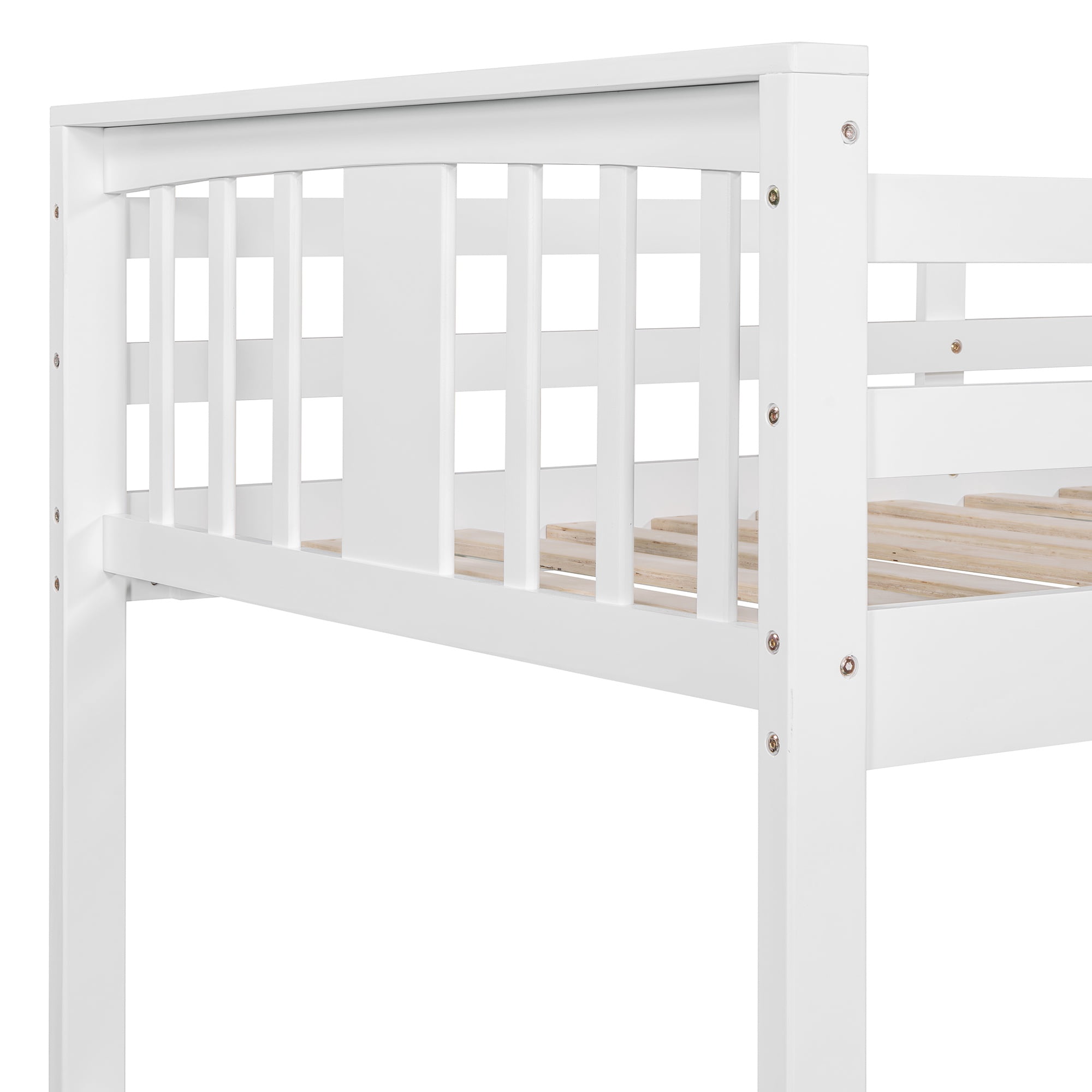 PORKISS Low Bunk Beds for Kids, New Upgraded Twin Over Twin Floor Bunk Bed with Ladder, Modern Bedroom Furniture Wood Bunk Bed for Boys Girls Teens, Easy Assembly, White