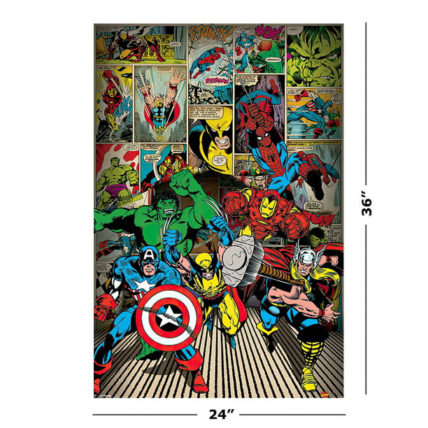 Marvel Comics Retro Posters 3 Piece Set Captain America) - Walmart.com