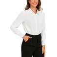 thumbnail image 4 of INSPIRE CHIC Long Sleeves Leotard Shirt for Women's Collared Business Dressy Bodysuit Top, 4 of 5