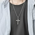 thumbnail image 2 of Cross Necklace for Men 925 Sterling Silver Cross Pendant with 24 Inch Chain Stone Texture Cross Necklace, 2 of 4