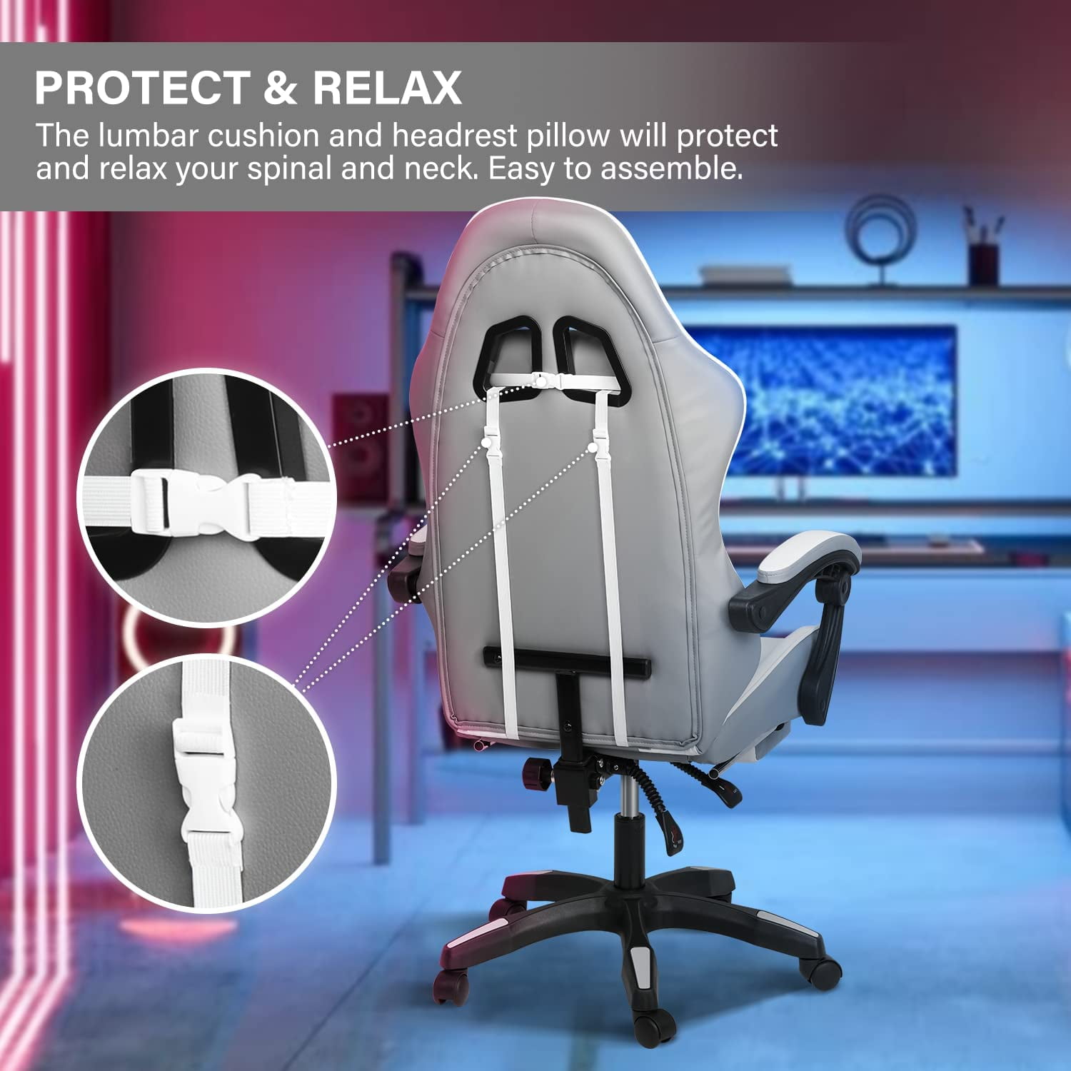 Buy YSSOA Gaming Office High Back Computer Ergonomic Adjustable Swivel Chair with Headrest