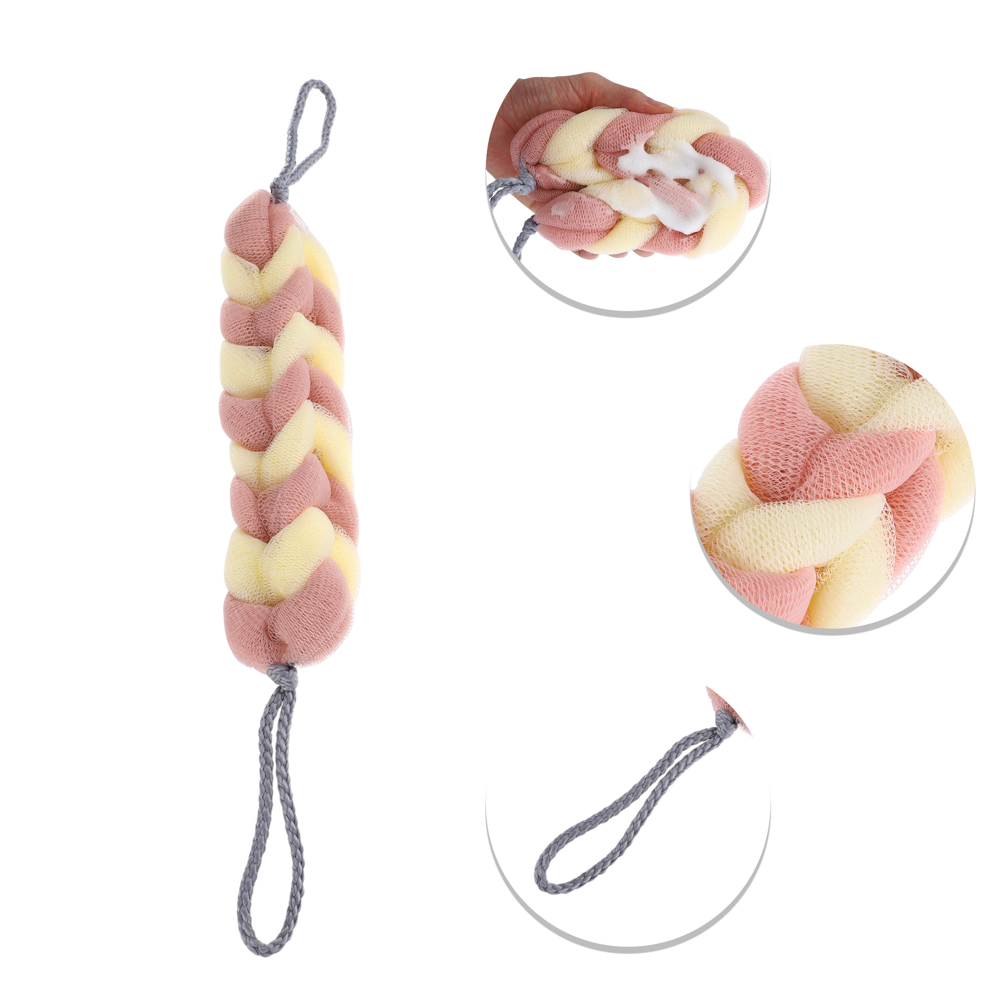 Unique Bargains Long Stretch Back Sponge Back 12.20"x2.76"x1.97" 1 Pc Beige Pink