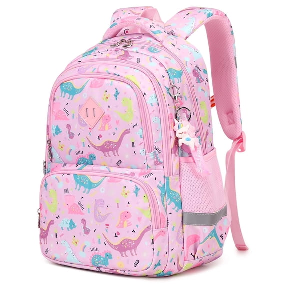 Soda Candy Kids Backpack Kawaii Printed School Girls Backpacks, Lightweight Water Resistant Boys Bookbag for Primary Kindergarten Elementary Preschool Middle School, Pink Dinosaur