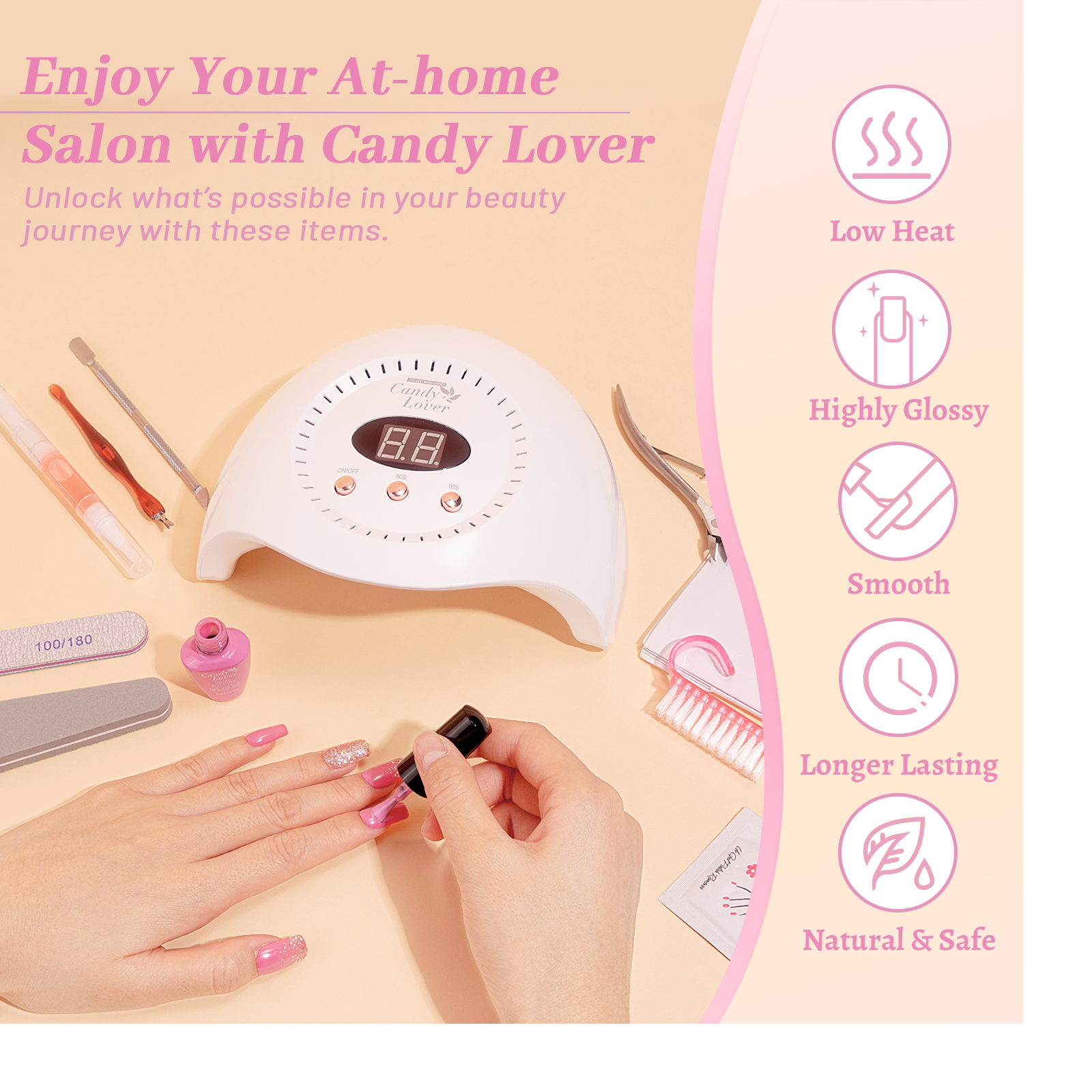 Candy Lover Gel Nail Polish Kit with 72W UV Lamp, 15 Colors photo 7