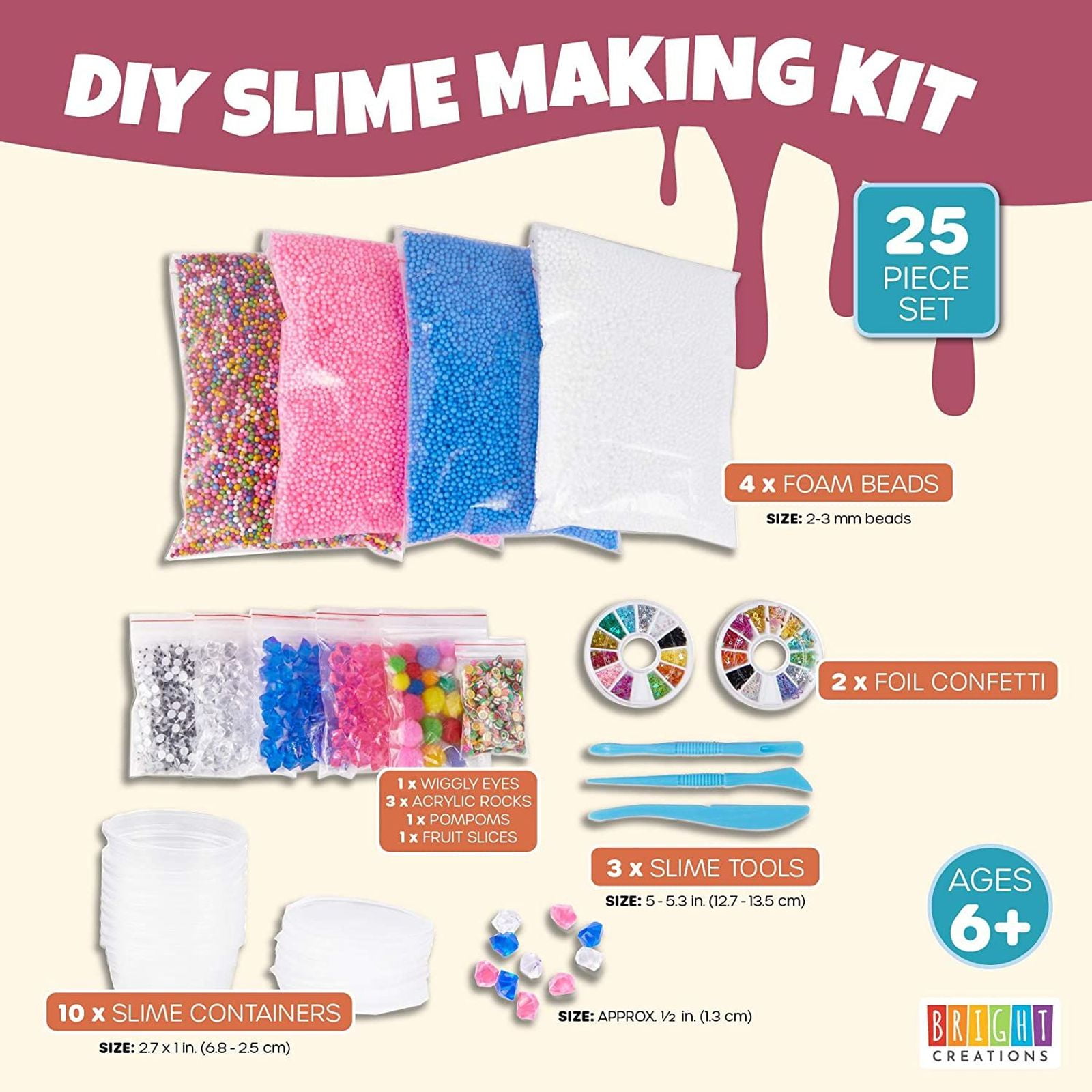 82pcs DIY For Slime Making Kit Colorful Foam Ball Granules Flat