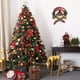 thumbnail image 2 of Corona navideña de madera con Papá Noel, muñeco de nieve, alce y corona de ratán para colgar en la puerta para decoraciones navideñas, 2 of 7