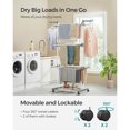 thumbnail image 3 of SONGMICS Clothes Drying Rack Stand 4-Tier, Foldable Laundry Drying Rack 68.1-Inch Tall, Stainless Steel, Rolling Clothes Horses Dryer Rack, Easy to Assemble, Indoor Outdoor Use, White, 3 of 6