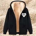 thumbnail image 2 of Hueook Women's Coats Women's Fashionable Printed Fleece Hooded Sweatshirt Jacket Black 3X, 2 of 4