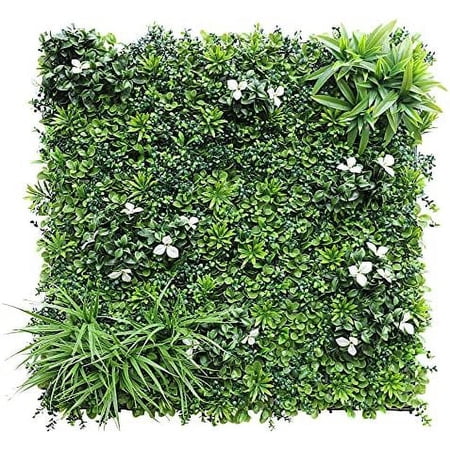 40"X40" Faux Privacy Fence Screen Artificial Boxwood Panels Topiary Hedge Plants For Indoor Outdoor Decoration, 2 Mixed Leave, 3 Packs