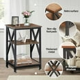 thumbnail image 4 of 3 Tier End Table with Charging Station, 16" W x 12" D x 28" H, Metal and Brown Bedside Table with USB Ports and Outlets, X-Shaped Side Table with Wheels for Living Room, Bedroom, Kitchen, 4 of 10
