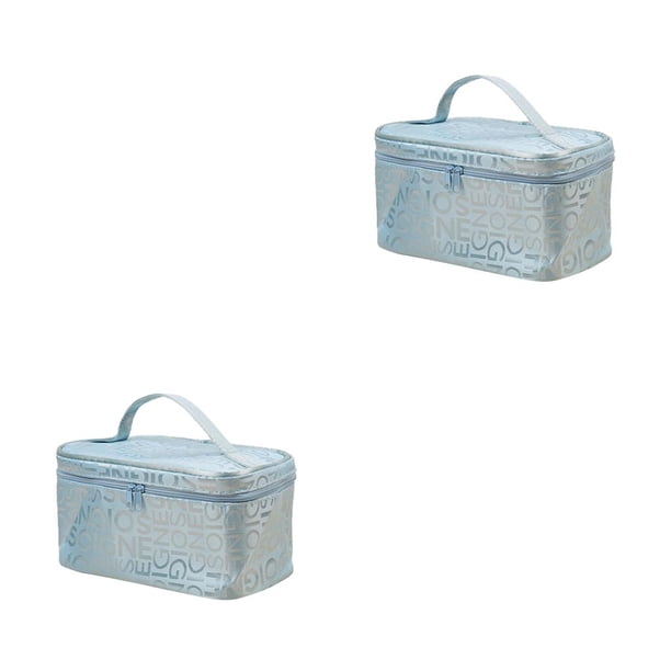 Kearding Bolsa de cosméticos Estuches Almacenamiento Carta de artículos de tocador Bolsa de multifunción Caja de bolso Contenedor de belleza azul claro 2Conjunto