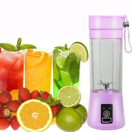 

ALING Household Portable Mini Fruit Juice Extractor with USB Rechargeable Batteries Electric Juice Cup Portable Quick Juicer 380ml Water Bottle Juicer Machine with 6 Blades