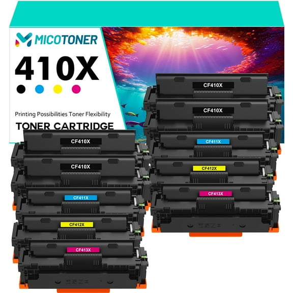 10-Pack Compatible Toner Cartridge for HP CF410X 410X Work with M452dw M452nw M452dn,MFP M477fnw M477fdn M477fdw M377dw Printer (4*Black,2*Cyan,2*Magenta,2*Yellow)