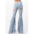 thumbnail image 4 of Purple Candy Womens Juniors High Rise Heavy Distressed Fringe Flares (Medium, Light Denim), 4 of 4
