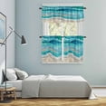 thumbnail image 5 of Teal Coastal Kitchen Curtains Sets for Windows 36 Inch Length, Summer Beach Nautical Abstract Art Rod Pocket Window Treatments Tier Curtains and Valances Set for Bedroom/Bathroom, 5 of 8