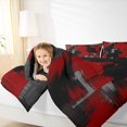 thumbnail image 4 of Manfei Geometric Artwork Bedding Comforter Set,Modern Graffiti Twin Comforter Sets,Gradient Red Black Bedding Set For Child,Microfiber Bedroom Decor Reversible,2pcs, 4 of 8