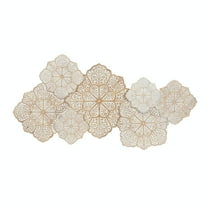 DecMode White Wood Intricately Carved Floral Wall Decor