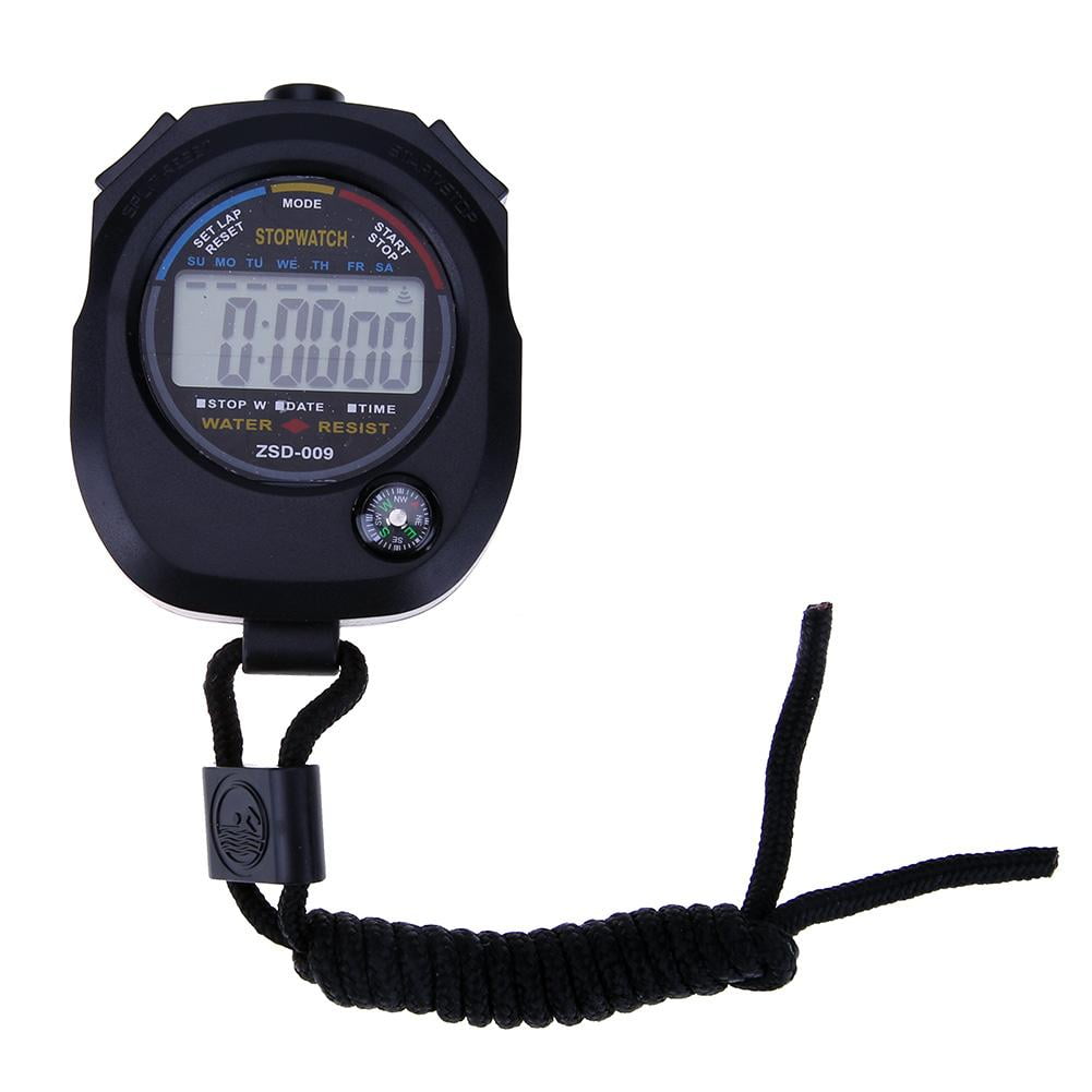 Chronograph LCD Digital Counter Sports Alarm Stopwatch Gym Timer Straps Outdoor 