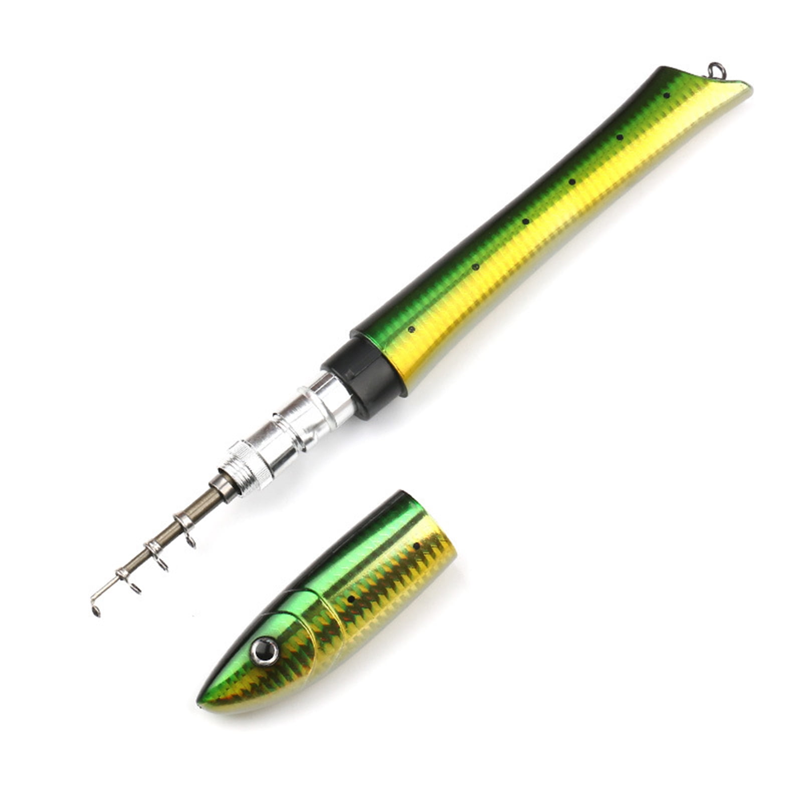 BIBABLYKE Portables Mini Pen Fishings Rod Fish Shaped Telescopic Spinnings Rod Lightweight Pocket Fishings Poles Easily to Use