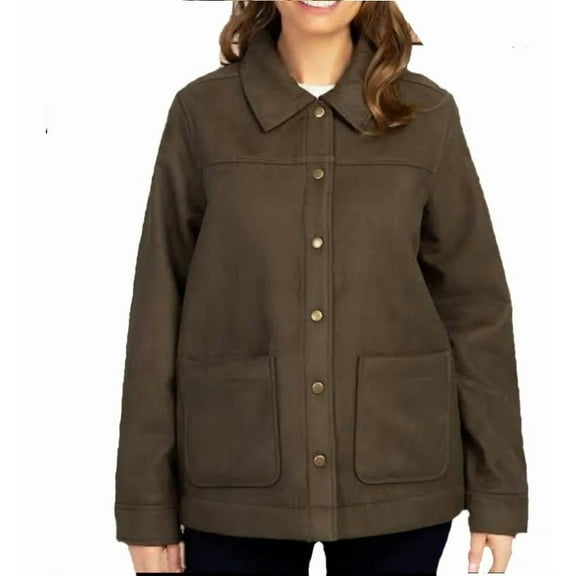 Boston Traders Women's Fleece Lined Trucker Jacket, Green, Size L