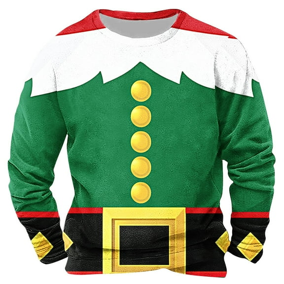 successthop Mens Christmas Sweatshirt Ugly Plus Size Crewneck Long Sleeve Tops Pullover Sweaters Casual Clothes