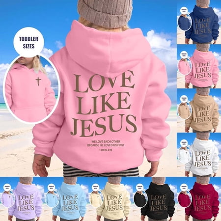 LILIYA Girl s Letter Graphic Hoodies Christian Hoodie Long Sleeve Sweatshirts Pullover Tops Preppy Cute Oversized Hoodies Trendy for Boys Girls