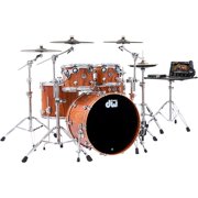 DW DWe Wireless Acoustic-Electronic Convertible 5-Piece Drum Set Bundle With 22" Bass Drum, Cymbals and Hardware Limited Edition Santos Rosewood Hard Satin Exotic