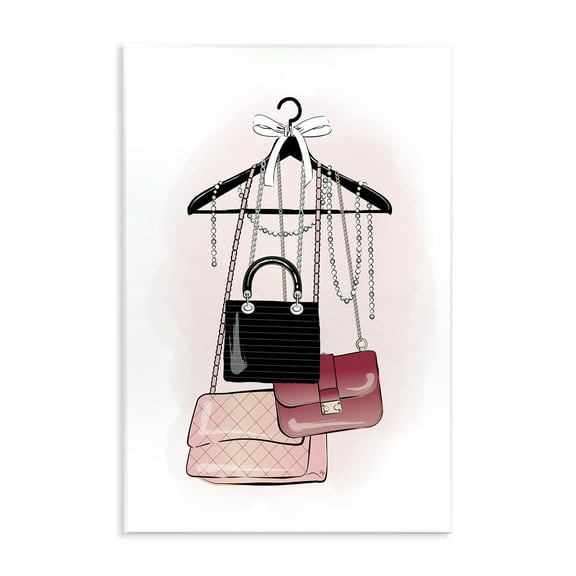 Stupell Industries Glam Handbags Hanging Beauty & Fashion Painting Unframed Art Print Wall Art, 10 x 15